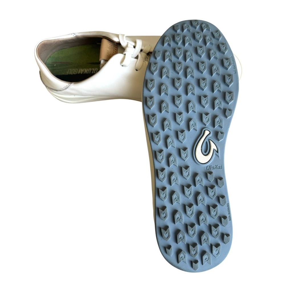 🆕 OluKai Wailea Waterproof White Leather Sneakers Golf Shoes Women’s - Picture 13 of 14